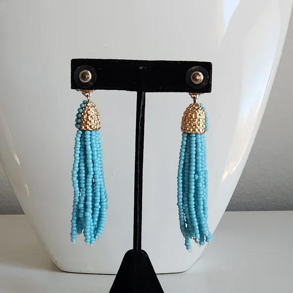 EUC Turquoise color drop earrings.  Pierced - Picture 2 of 4